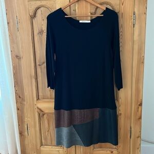 Bailey44 black dress with leather-like trim